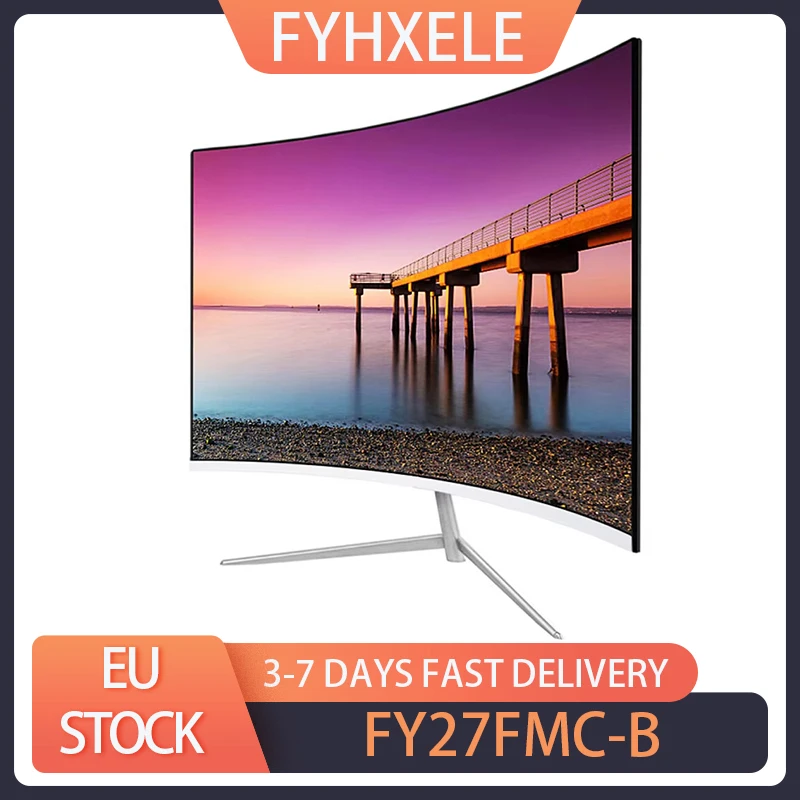 FYHXele-Monitor curvo para juegos, pantalla FY27FMC-B de 27 pulgadas, 2800R, 1920x1080 FHD, 16:9 VA, 75Hz, frecuencia de actualización, 2ms, tiempo de respuesta, 99% sRGB