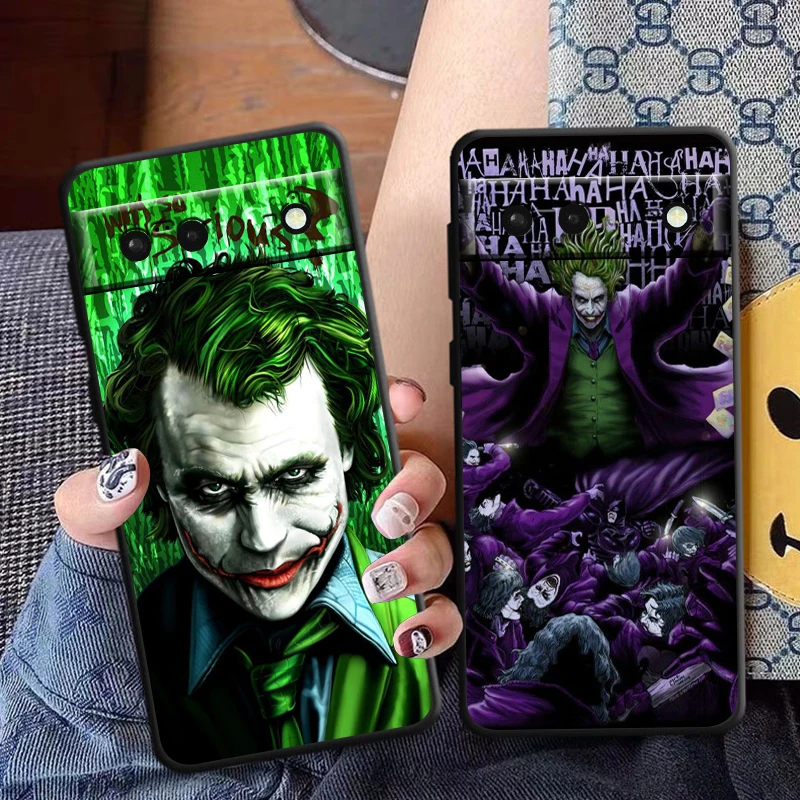 Funda de teléfono gótica City Nightmare Joker para Google Pixel 9 8 7 Pro 6 Pro 6A 5A 5 4 4A XL 5G, Fundas suaves negras - imagen 2