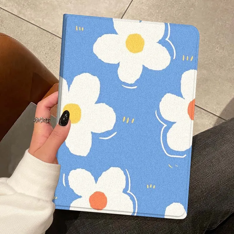 Arte azul dibujos animados pequeña flor para Xiaomi Redmi Mi Pad 2 4 5 6 6s 7 8 11 12,5 12,4 11,2 8,7 SE Pro Plus Max funda para tableta - imagen 2