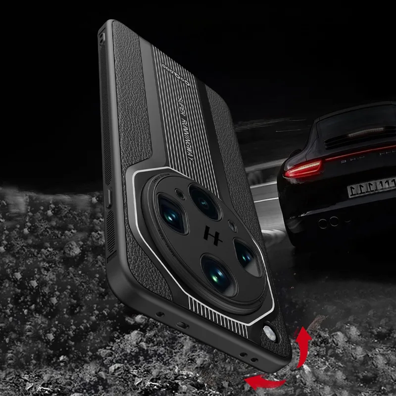 Para OPPO Find X8 Ultra funda de lujo con pintura brillante patrón de cuero Litchi + cubierta de borde suave de TPU para Find X8 Ultra - imagen 5