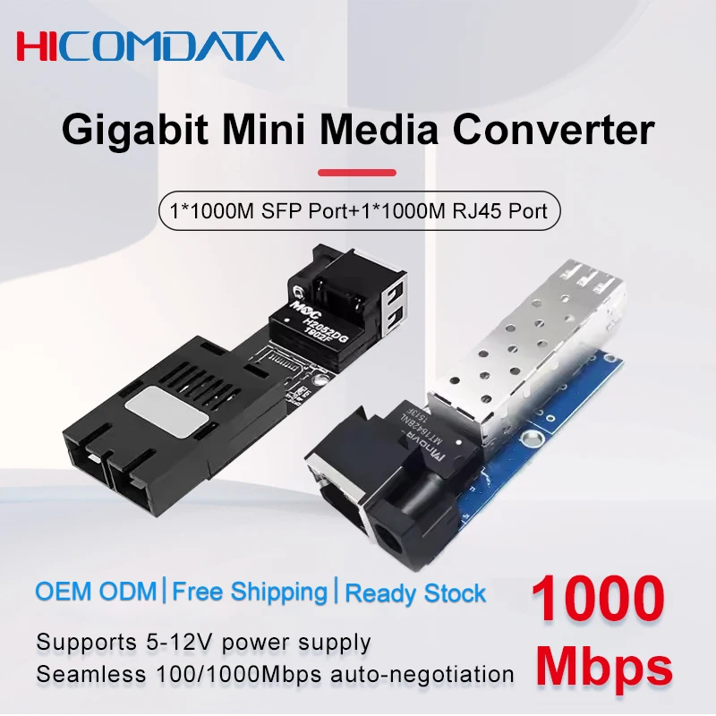 5 uds Mini convertidor de medios Gigabit SFP interruptor Ethernet 100/1000Mbp SC A/B DC 5-12V fuente de voltaje amplio interruptor transceptor óptico - imagen 2
