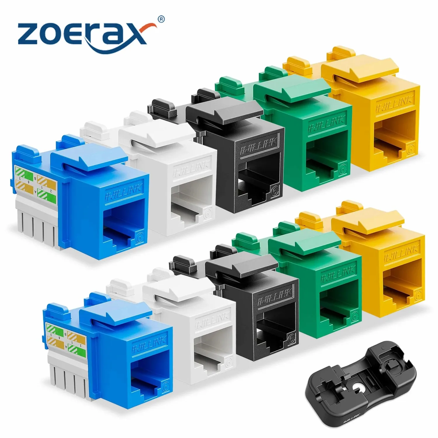 ZoeRax-paquete de 10 tomas Keystone RJ45, Cat6 Keystone en blanco y Keystone Punch-Down Stand (no compatible con Panel de parche) - imagen 2