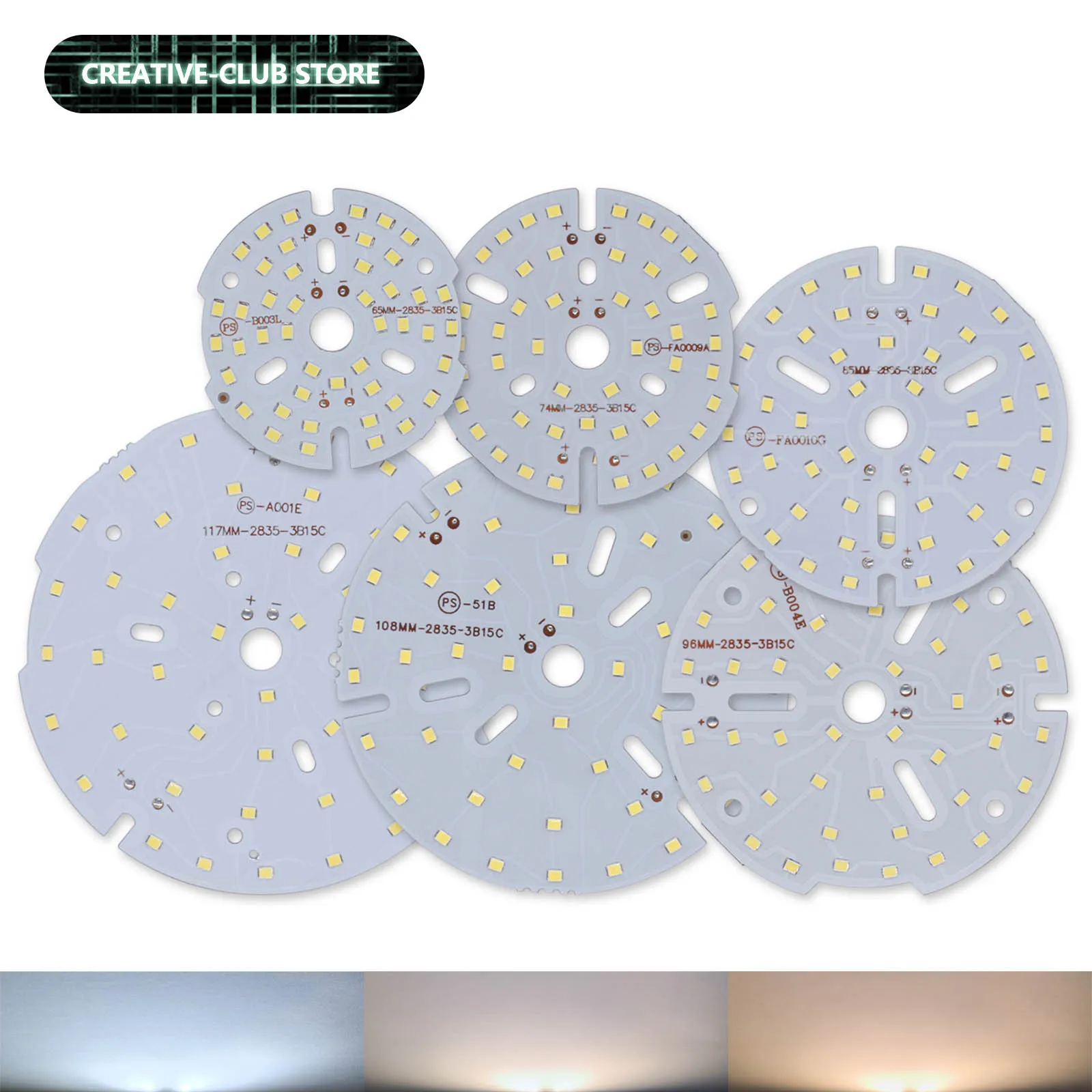 15W DC45-46V 250-300mA LED SMD 2835 65mm 74mm 85mm 96mm 108mm 117mm Panel de lámpara PCB tablero de lámpara adecuado para fuente de luz DIY - imagen 2