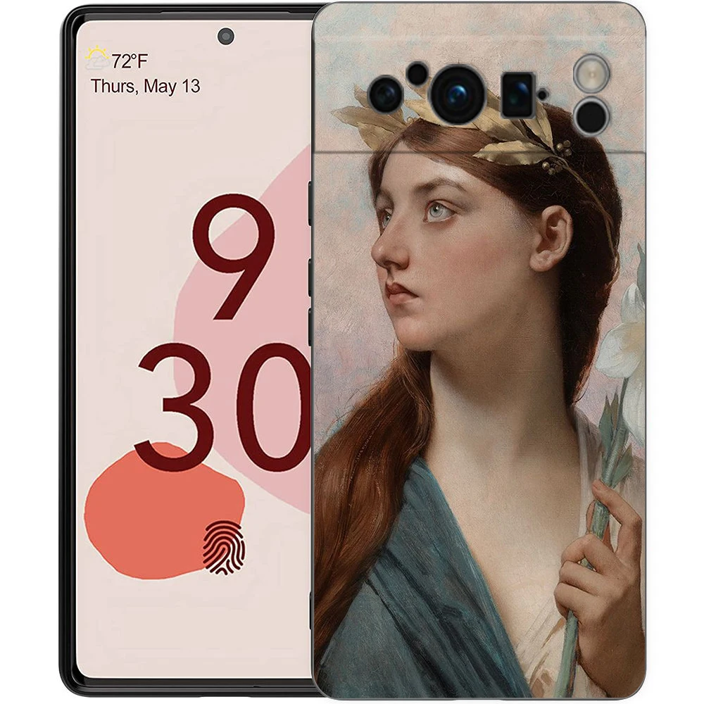 Pintura de arte renacentista para Google Pixel 8 7 6 Pro 6A 5G, funda de teléfono negra, funda trasera suave a prueba de golpes, carcasa de silicona TPU - imagen 4