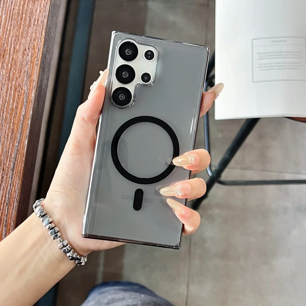 Funda magnética HD de cristal de lujo para Samsung S25 Edge S24 S23 Plus Ultra S24FE S23FE para Magsafe, funda dura transparente ultrafina para PC - imagen 2