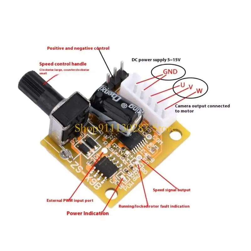 J1HC 15W Módulo controlador motor sin escobillas 3 fase 5V-15V Módulo tablero control velocidad - imagen 5