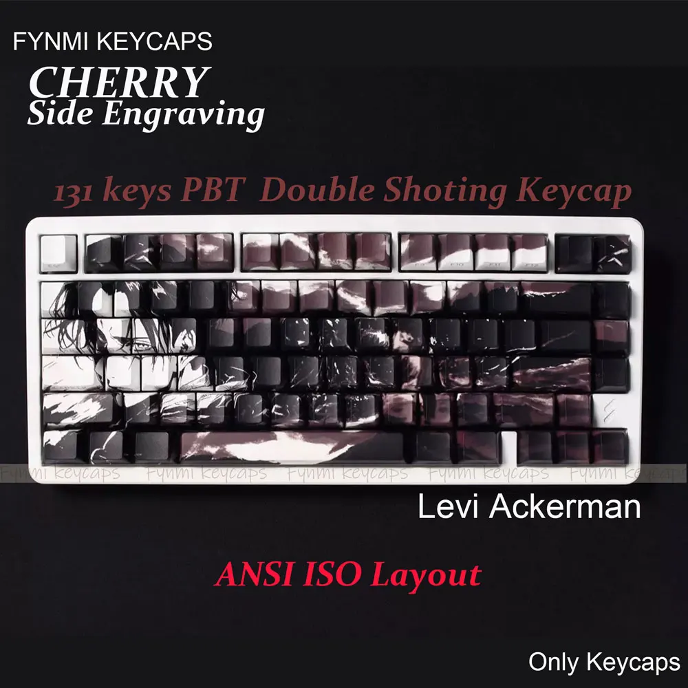 Levi Ackerman ATTACK ON TITAN ISO/ANSI Layout 5 sublimación de tinte facial PBT cereza perfil teclas de grabado lateral - imagen 2