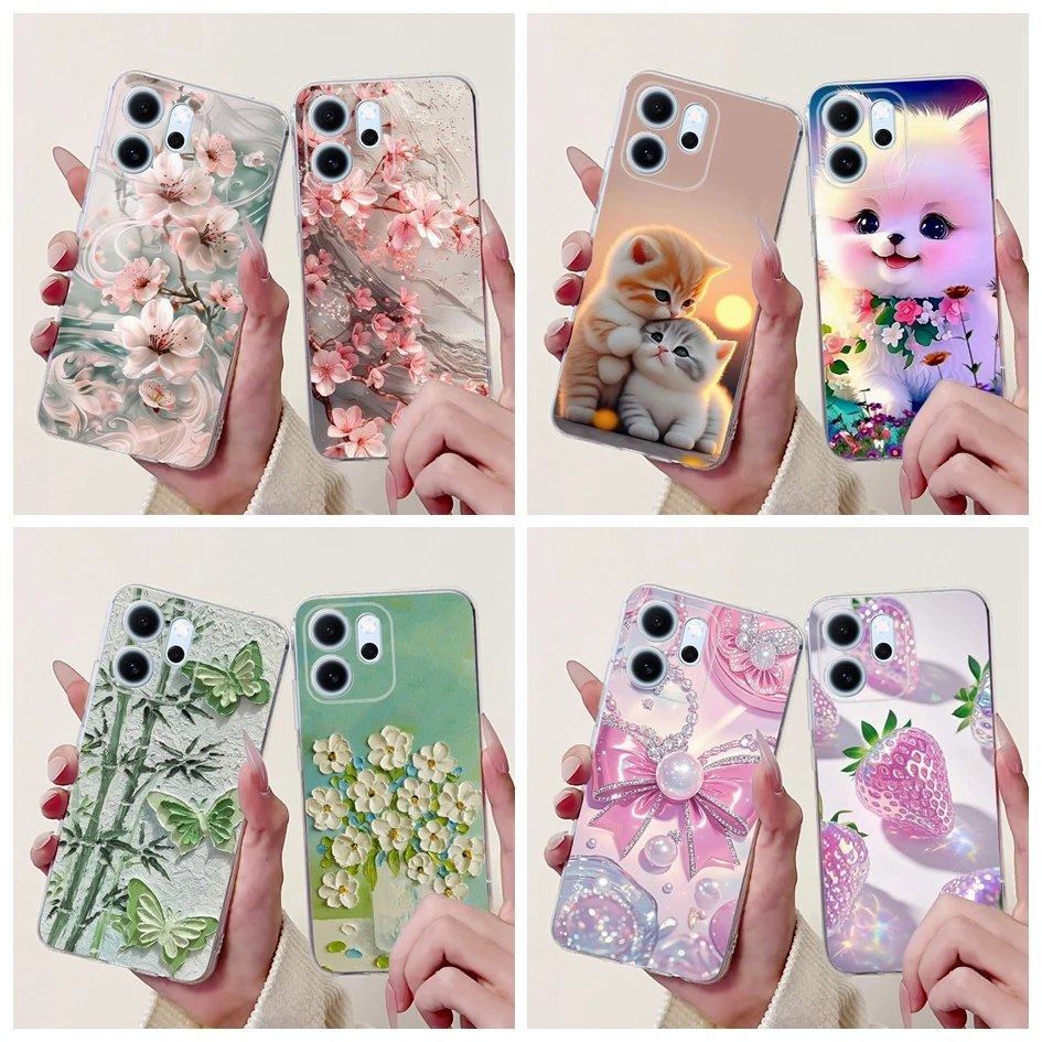 Para cubierta OPPO Reno 14F 2025 funda Reno14F Popular bambú Bowknot suave silicona transparente TPU parachoques para OPPO Reno14 F CPH2743 conchas