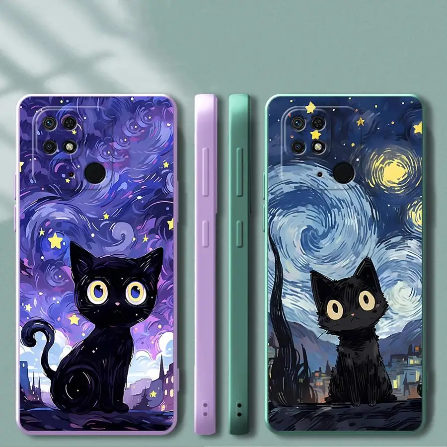 Funda blanda Van Gogh Art Cat para Xiaomi Redmi 14C K60 13C A3x A2 9 8 A1 10 12C K40