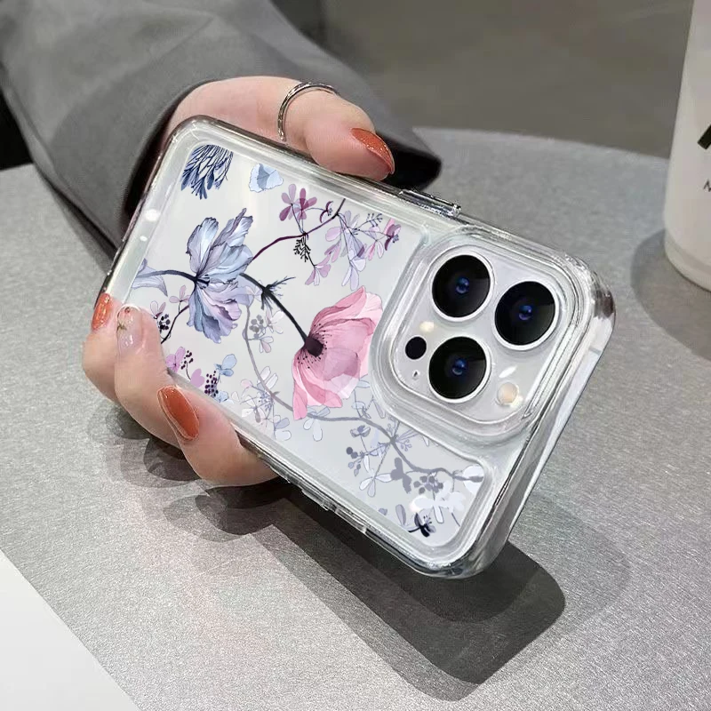 Funda de teléfono transparente con hojas de palmera y flores a prueba de golpes para Xiaomi Redmi Note 14 13 12 Pro Plus 12S 11S 11 10S Redmi 13C - imagen 4