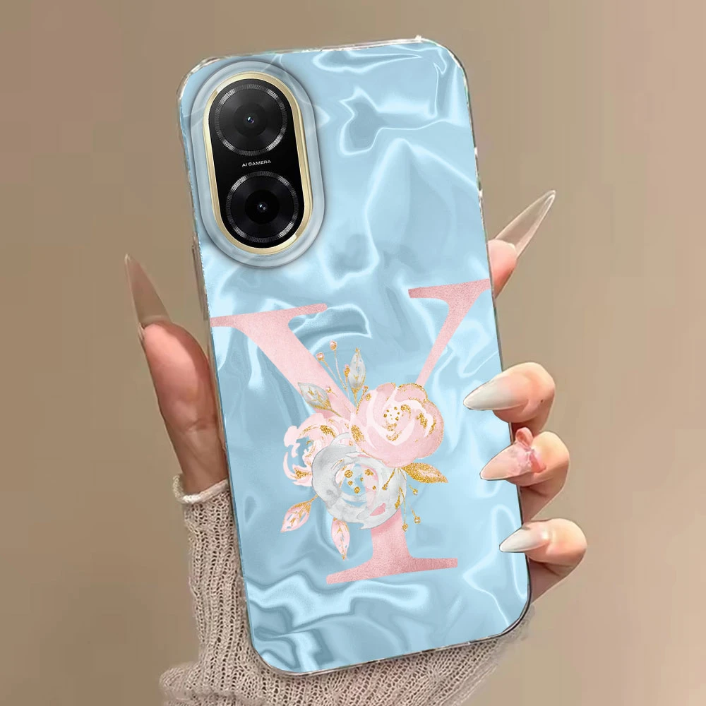 Funda de teléfono a prueba de golpes con letras y flores de A-Z para Xiaomi, Redmi Note 12, 10, 8, 9, Pro, 10S, 9s, color rosa y azul - imagen 5