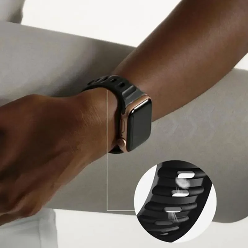 Correa de silicona para Apple Watch, pulsera deportiva de 49mm, 45mm, 41mm, 44mm, 40mm, 42mm, 46mm, iWatch Ultra 3, 4, 5, SE, 6, 7, 8, 9, 10 - imagen 3