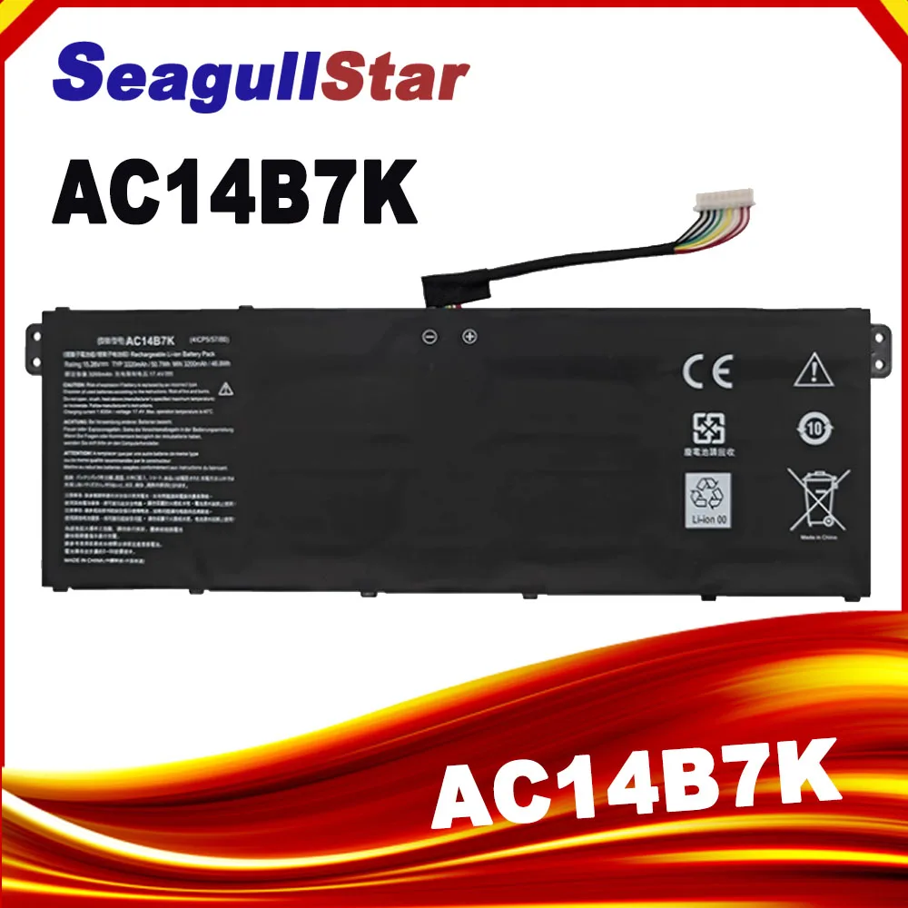 Nueva batería de ordenador portátil AC14B7K para Acer Spin SP515-51G SF314-52 SF314-54 AN515-42 Swift S30-20 N17W1 N17P3 N17W7