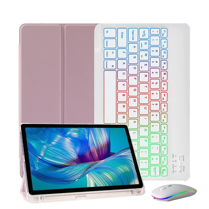 Funda para tableta Lenovo Tab P11 TB-J606F P11 Plus 2021 11 pulgadas TB-J606F TB-J616F funda inalámbrica para teclado y ratón retroiluminado con arcoíris