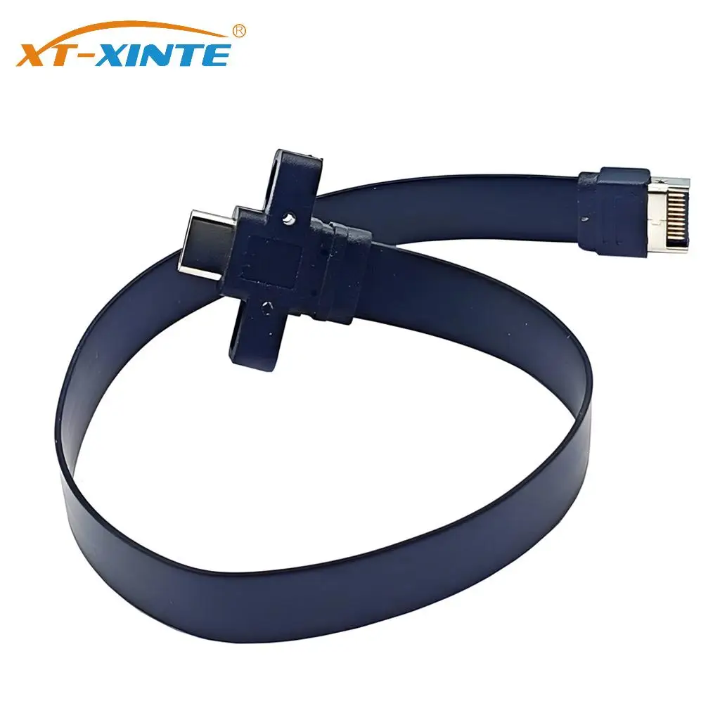 Cable de panel frontal USB 3,2, Cable de extensión de conector tipo E a tipo C, Cable adaptador GEN2 * 2 de 20Gbps con tornillo de 30cm/50cm