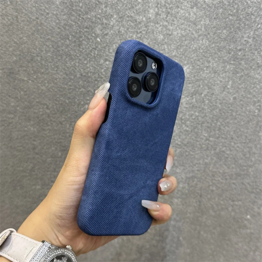 Funda armadura de tela vaquera Vintage para iPhone 17 Air 16 15 14 13 12 17 Pro Max 11 Plus 16E se4, funda de teléfono sin marco de refrigeración de lujo - imagen 5