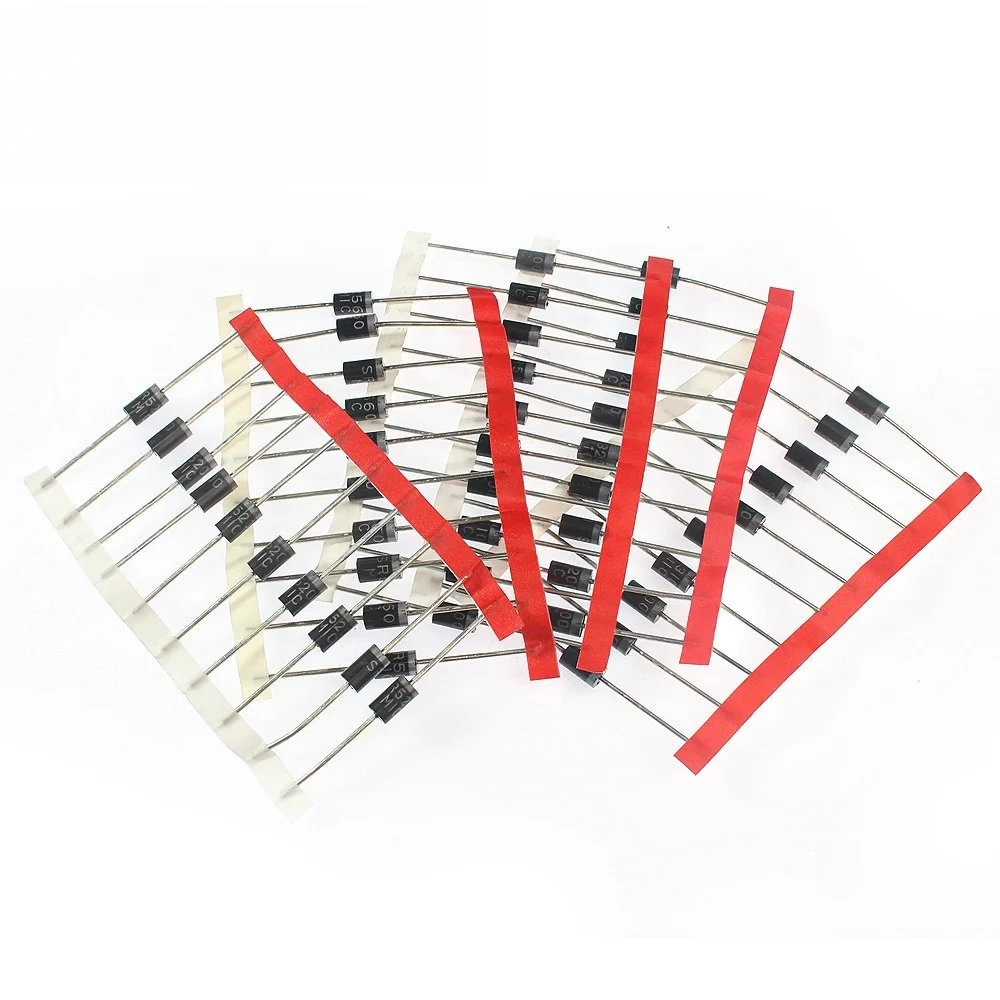 50 unids/lote diodo Schottky DO-201AD SR3100 SR3200 SR5100 SR5200 SR560 3A 5A 100V 200V Kit de componentes electrónicos de diodo rectificador - imagen 5