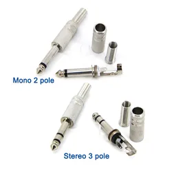 Conector de audio jack estéreo mono macho para soldar profesional