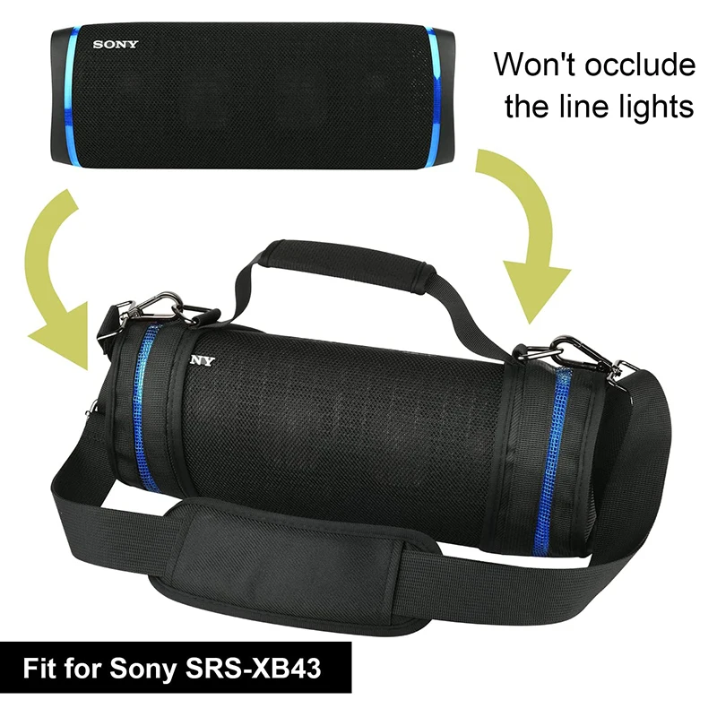 ZOPRORE-funda de viaje con correa de transporte para altavoz Sony SRS-XB43, cubierta protectora de malla de dos lados con correa para el hombro - imagen 4