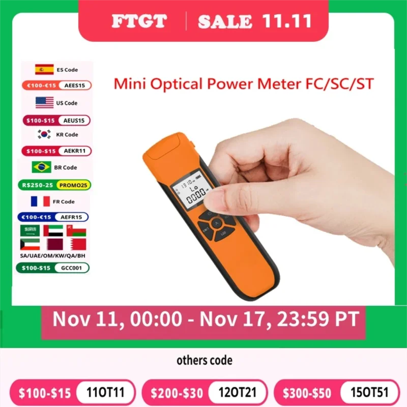Medidor de Potencia Óptica G10 FTTH OPM Batería Recargable FC/SC/ST - imagen 3