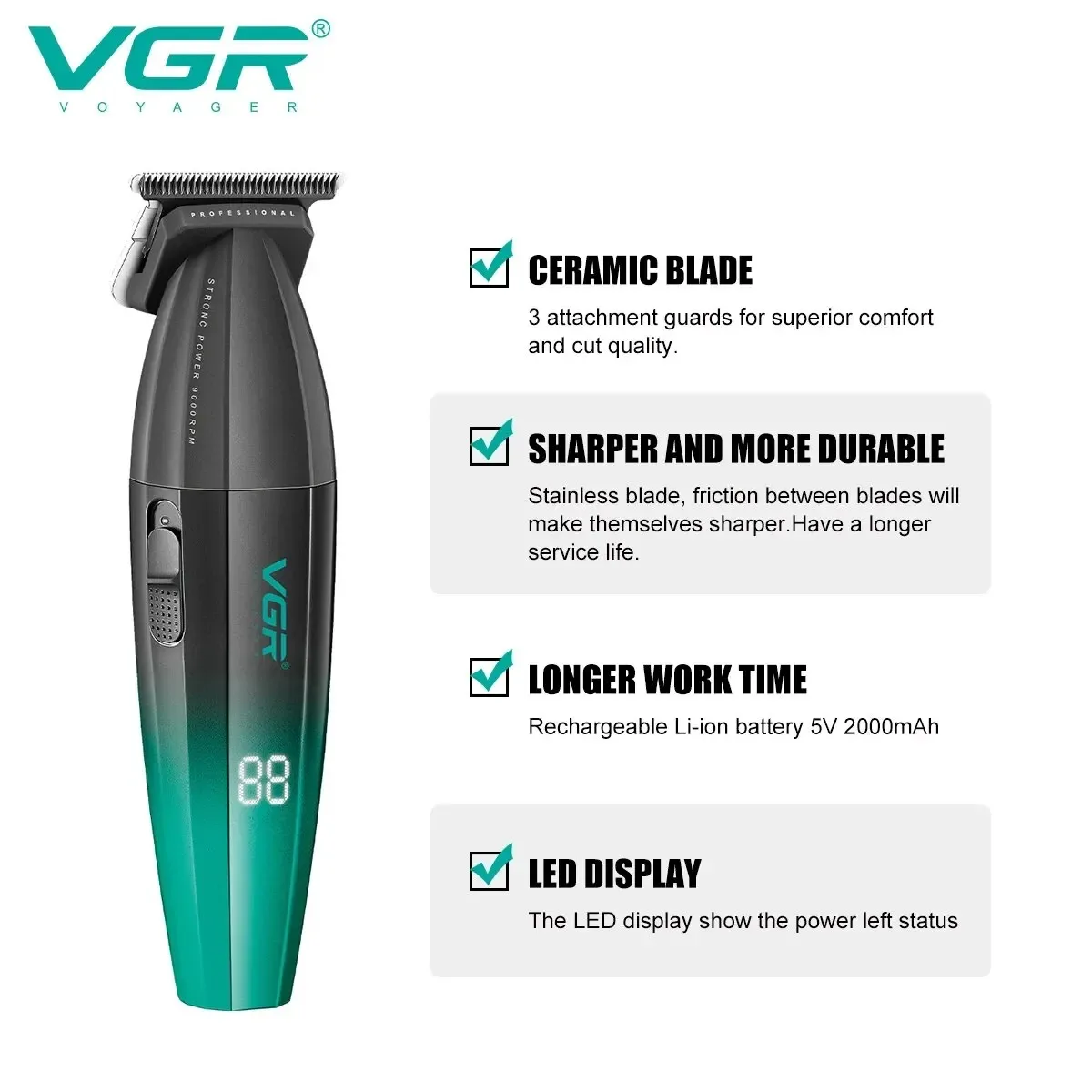 VGR Cortadora de Pelo Inalámbrica Profesional Recargable para Hombre - imagen 5