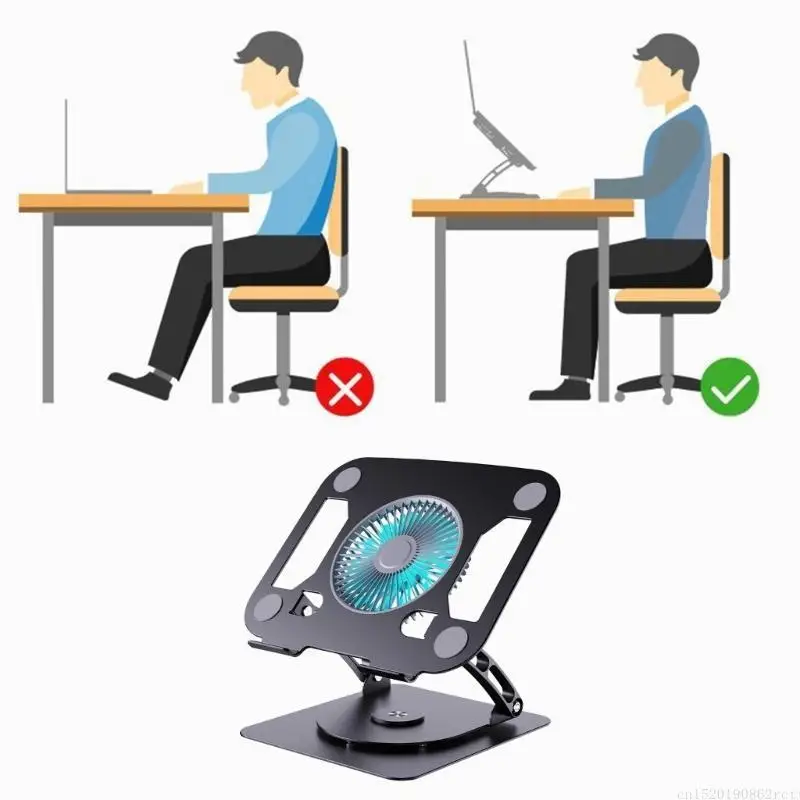 Soporte laptop D5BB con ventilador enfriamiento velocidades y luz azul para computadoras portátiles y tabletas - imagen 2