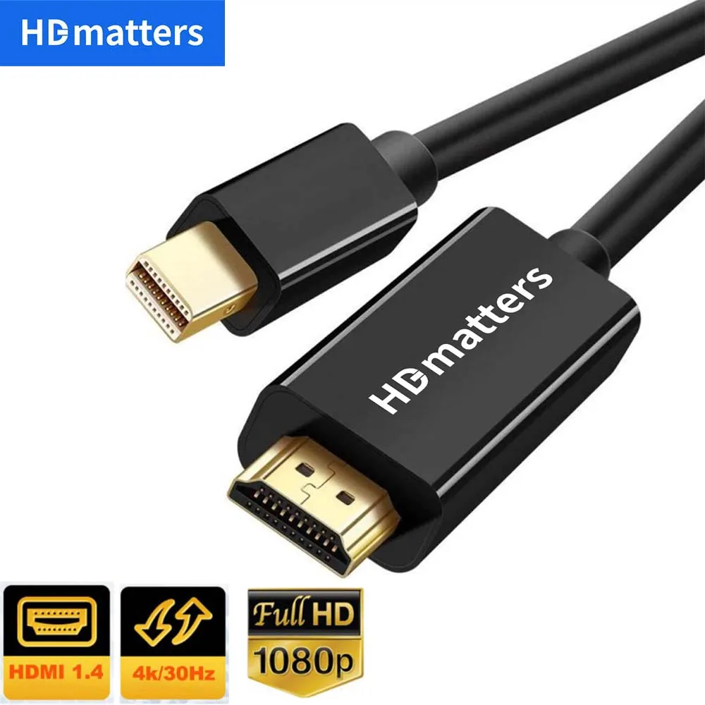 Cable Mini DP a HDMI 4K 3M 10 pies Ulrta largo Thunderbolt Mini DisplayPort a HDMI cable 4K para Apple Macbook Pro air mini Dell - imagen 2