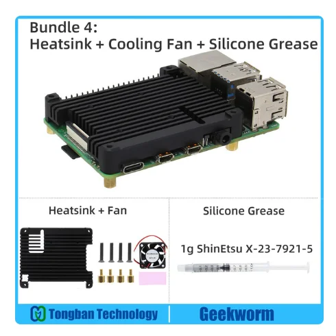 Ahududu Pi 4/4B enfriador de radiador asistido térmicamente con POE y ventiladores de refrigeración (P165-B)