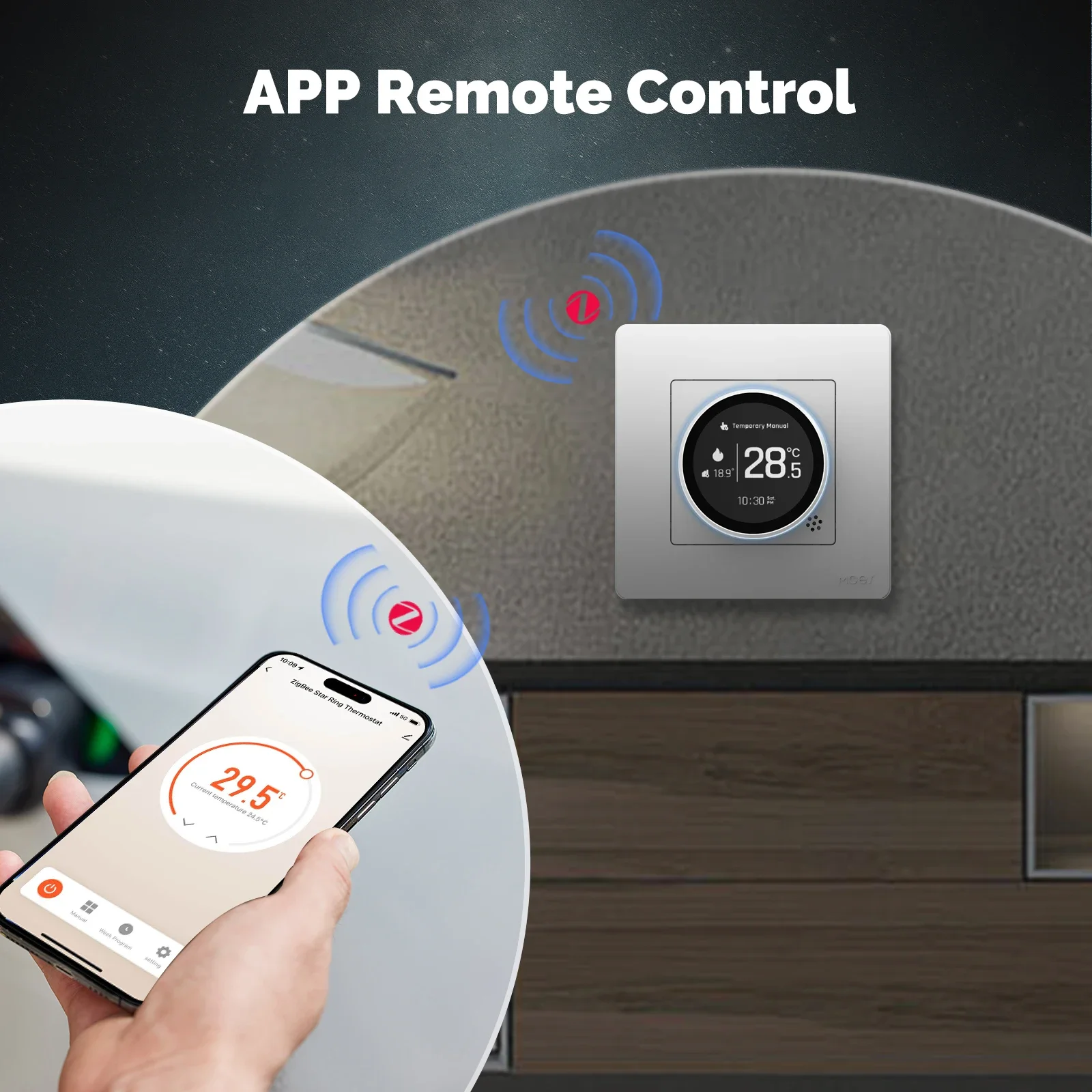 MOES Tuya ZigBee termostato de perilla inteligente serie Star Ring controlador de temperatura caldera de agua calefacción eléctrica con Alexa Google - imagen 3