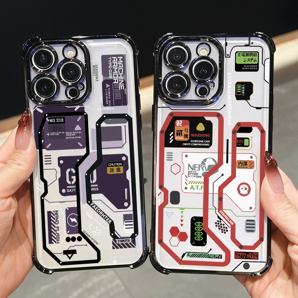 Funda de teléfono estilo Mecha a la moda para OPPO A78 A74 A60 A38 Reno 13 12 11 10 8 7 6 Pro Realme C75 C55 C53 funda transparente suave anticaída