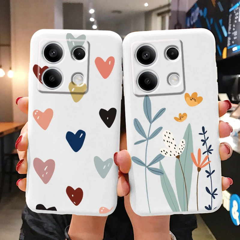 Funda para Redmi Note 13 Pro 4G 5G, funda trasera con bonito corazón y flor, Fundas protectoras mate de silicona suave para parachoques Redmi Note13 Pro - imagen 2