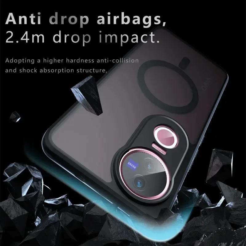 Para Vivo V50 V 50 Magsafe funda mate acrílica magnética para Vivo V50 Lite Y29 4G cubierta de teléfono transparente a prueba de golpes parachoques duro - imagen 5