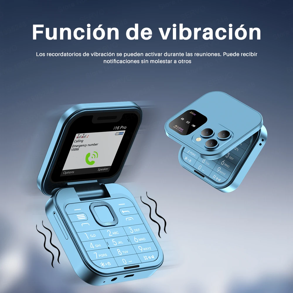SERVO i16 Pro Mini teléfono móvil con tapa Dual SIM en espera voz mágica velocidad Dial lista negra linterna súper pequeño teléfono móvil plegable - imagen 5
