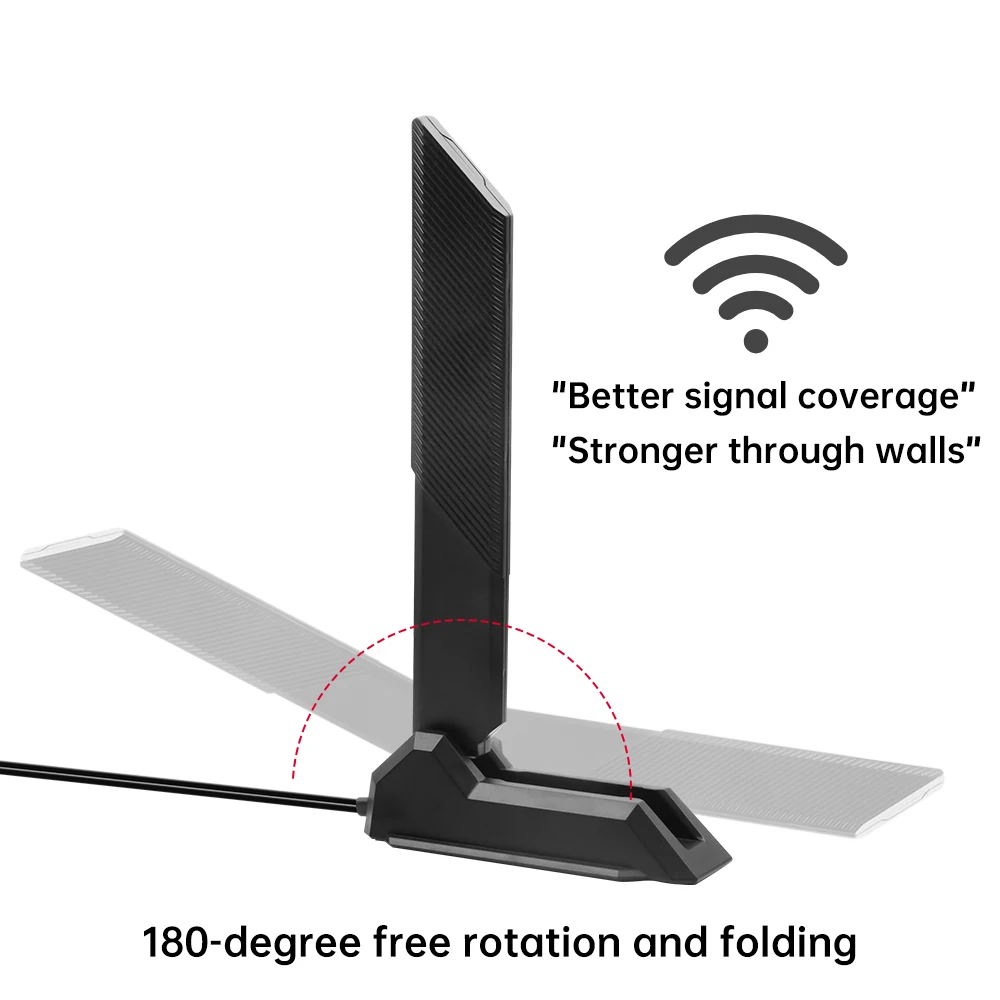 Antena fenvi WiFi 6E Tri-Band 6G/5G/2,4 GHz Base magnética Antena plegable 12DBi Tarjeta de placa base para juegos WiFi 7 de alta ganancia - imagen 5