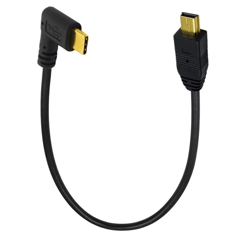 Ángulo de 90 grados USB 3,1 tipo C en forma de U macho a Mini USB 2,0 Mini macho Cable de fuente de alimentación de sincronización de datos 0,25 m - imagen 5