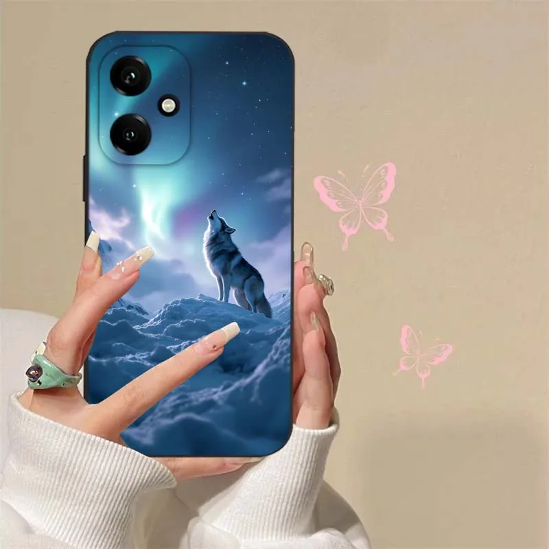 Funda con patrón de arte de lobo para Honor Magic4 3 400 300 200 100 90 Ultra GT Lite Pro Plus Power 5G funda de teléfono negra - imagen 5