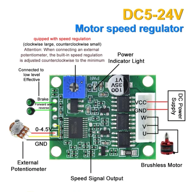 BLDC-módulo de Control de Motor de disco duro, placa controladora de velocidad de Motor de unidad sin escobillas de CC trifásica, 12V, 24V - imagen 2