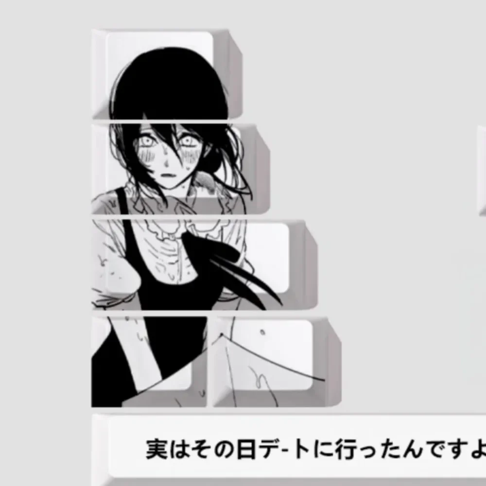 Teclas de personajes temáticos de Anime de motosierra, teclas con personalidad de cereza alta Pbt, teclas de teclado mecánico de sublimación térmica