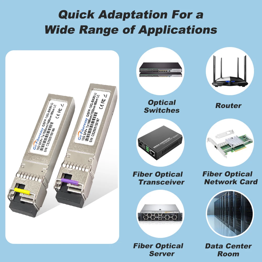 10G BiDi 80km SMF LC WDM SFP + módulo 1490/1550nm transceptor óptico bidireccional de fibra única para Cisco, Mikrotik, interruptor de jugador - imagen 5