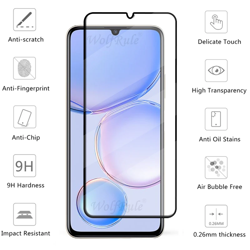 6 en 1 para Huawei Nova Y71 vidrio para Huawei Nova Y71 pegamento de cubierta completa 9H Protector de pantalla para Huawei Nova Y 70 Y70 Y71 Len Glass - imagen 4