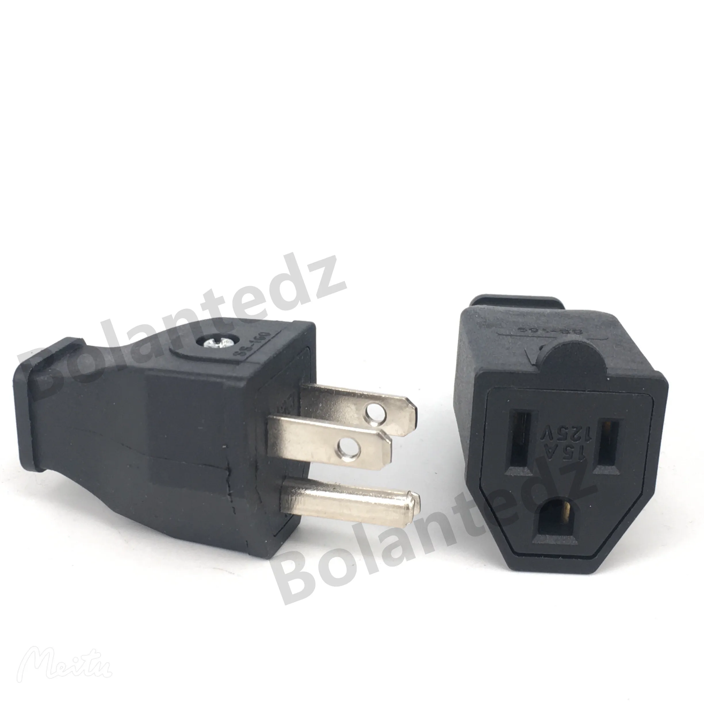 Negro 125v 15a Nema L5-15P L5-15R conector macho hembra de EE. UU. Toma de corriente triprong cableado receptáculo eléctrico enchufe de CA - imagen 2