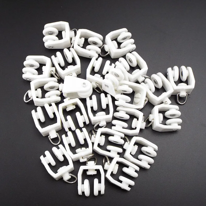 Rodillos de rueda de cortina Flexible de plástico, riel recto y curvo, gancho colgante, anillo deslizante, accesorios de Hardware para el hogar, 10/20 piezas - imagen 4