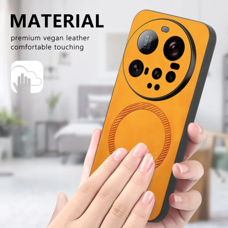 Para Xiaomi 15 Ultra cuero de lujo para Magsafe funda de teléfono con carga inalámbrica magnética para Xiaomi Mi 15 Ultra parachoques a prueba de golpes - imagen 4
