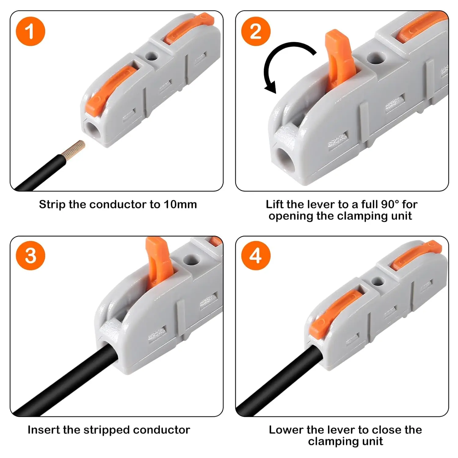 Conector de cable de 20 piezas, conectores de cable compactos de 1 conductor, conectores de empalme para circuito en línea 24-12 AWG - imagen 3