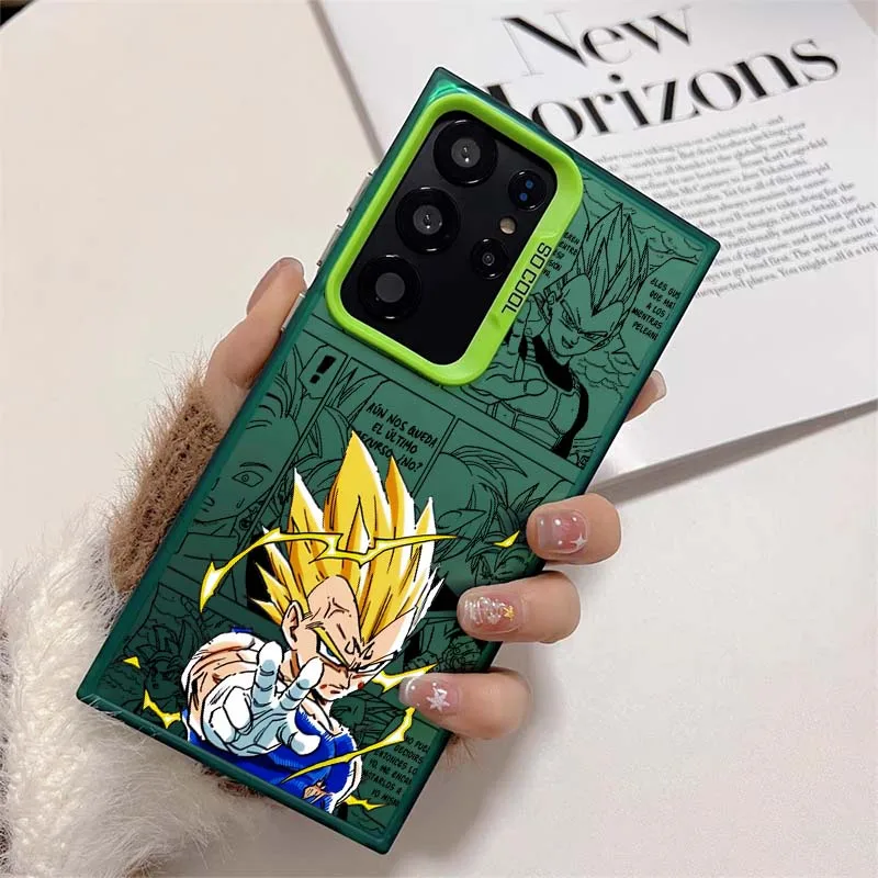 D-Dragon Ball Saiyan Vegeta funda para Samsung Galaxy S25 S24 S23 S22 S21 Ultra Plus funda de teléfono plateada colorida - imagen 4
