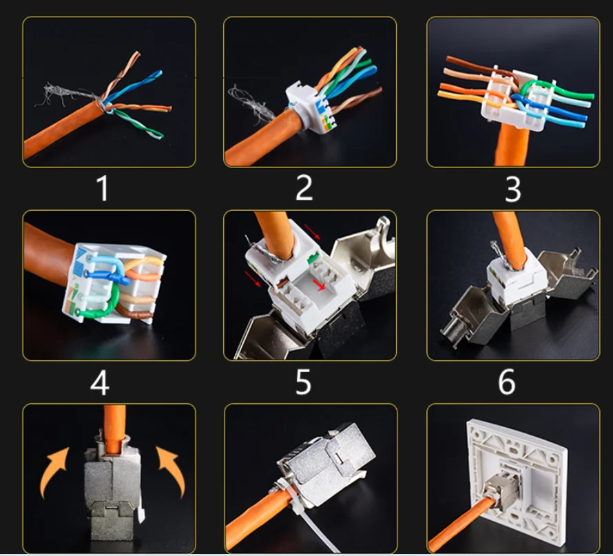 Keystone-conector Rj45 de 2-50 piezas, Conector de módulo de aleación de Zinc con ranura para F/6/7 F/UTP, Gato blindado, sin herramientas de inserción de red LAN - imagen 4
