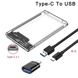 Carcasa para disco duro USB 3,1, carcasa para disco duro SATA SSD de 2,5 pulgadas con velocidad de transferencia de 5Gbps y 4TB, carcasa externa móvil de diseño claro
