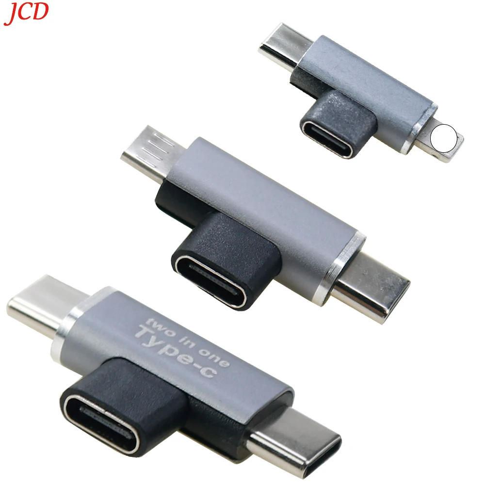 1 Uds. Adaptador tipo C a micro tipo C macho uno hacia fuera dos adaptadores de iluminación para teléfono móvil en forma de T