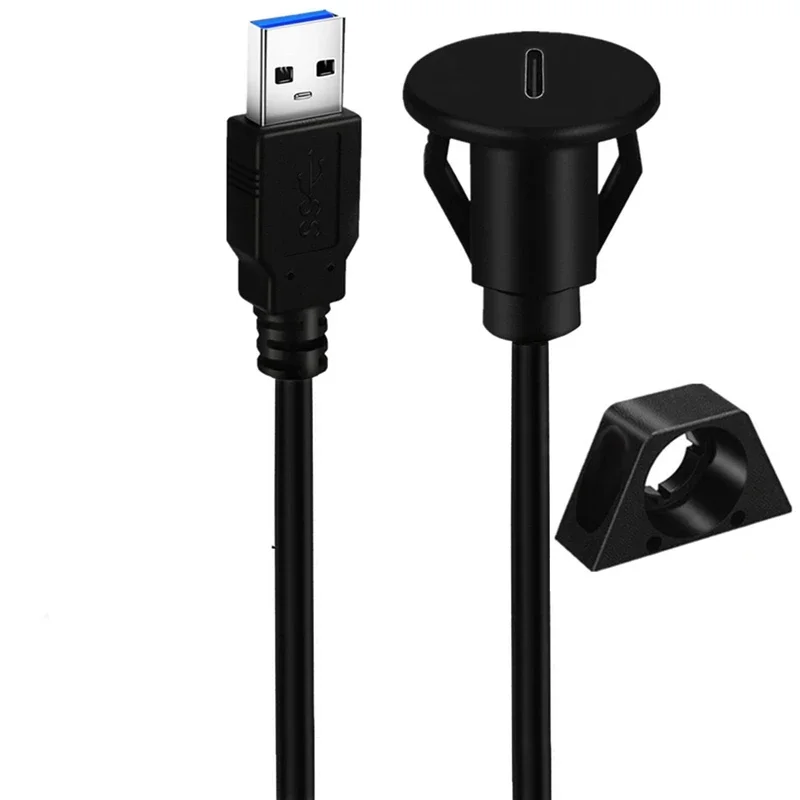5Gbps 1,5 m pequeñas USB 3,0 versiones A macho a tipo C hembra Cable de montaje empotrado Cable de extensión de montaje en Panel para salpicadero de barco de coche - imagen 3