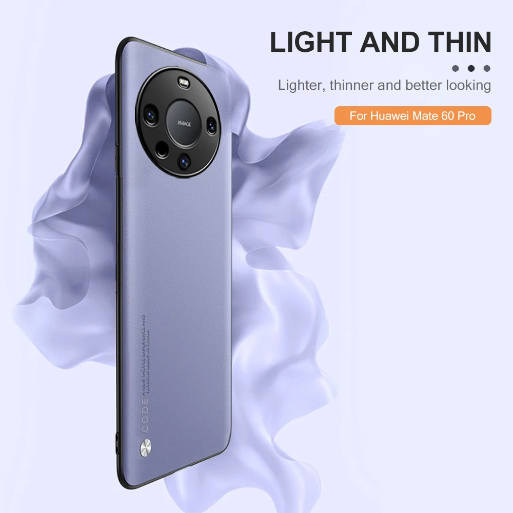 Funda de lujo para Huawei Mate 60 Pro, carcasa de cuero liso con marco suave, protector de cámara 2023 - imagen 3